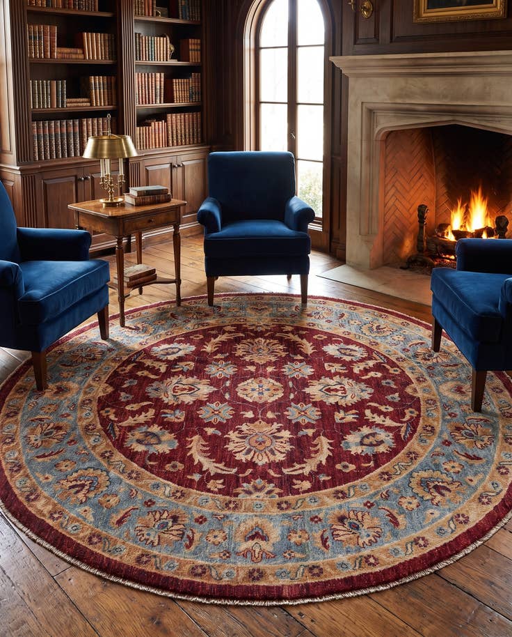 Detail image of 195cm x 200cm Hand Knotted Ziegler Round Rug
