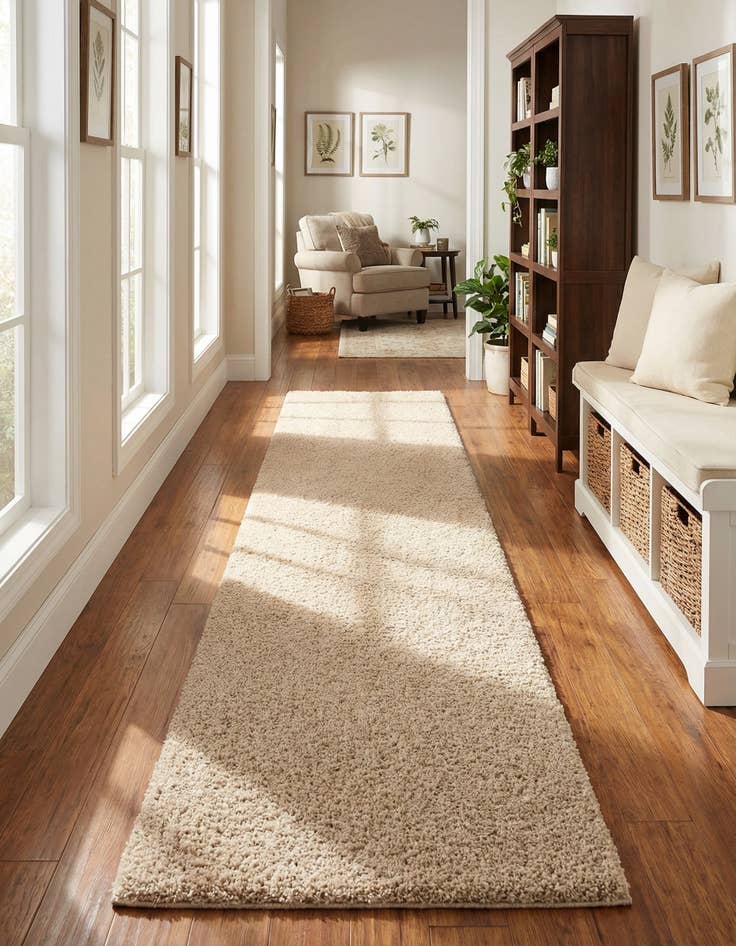 Detail image of 2' 7 x 13' Soft Solid Shag Runner Rug