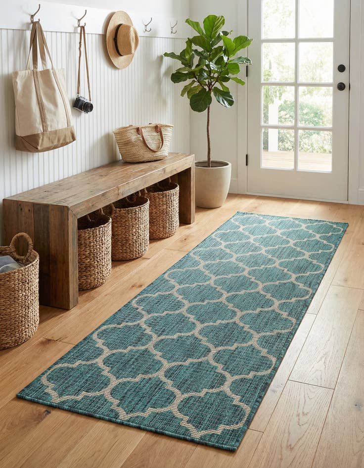 Detail image of 2' x 6' Easy-Clean Trellis Indoor / Outdoor Runner Rug