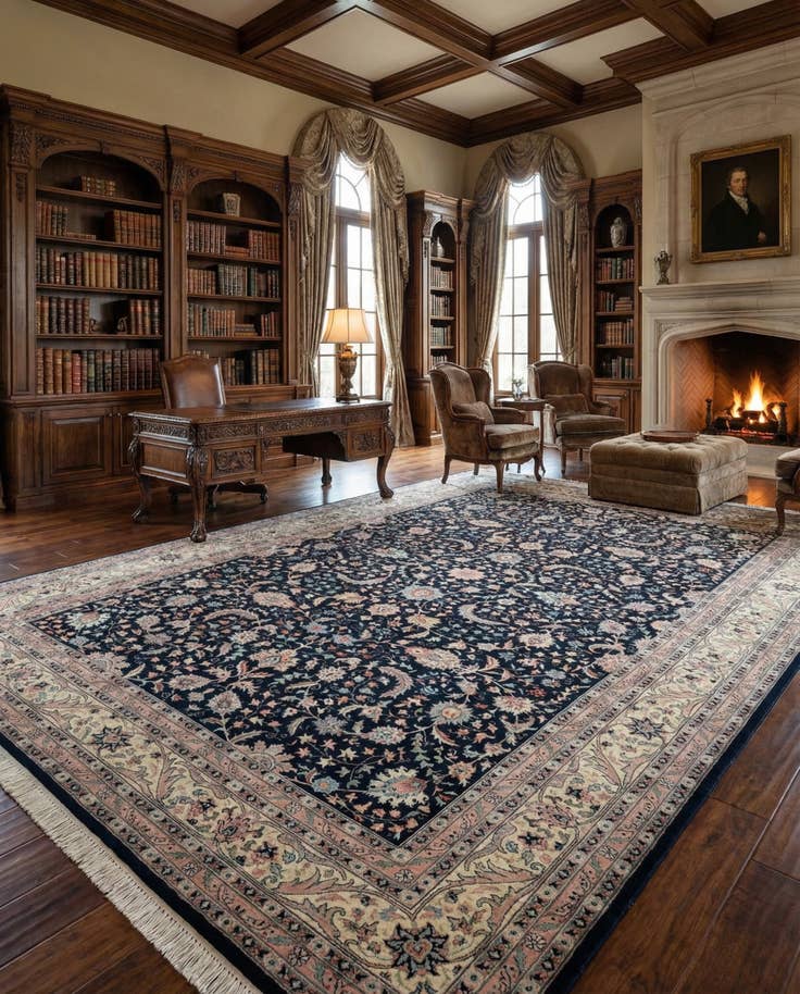 Detail image of 11' 10 x 17' 9 Hand Knotted Kashan Wool Rug