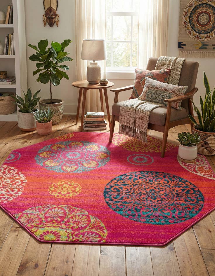 Detail image of 5' 3 x 5' 3 Azalea Octagon Rug