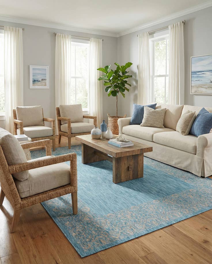 Detail image of 9' x 12' Easy-Clean Border Indoor / Outdoor Rug