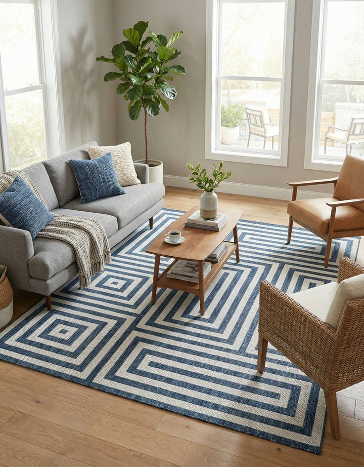 Detail image of  7' 10 x 10'  Washable Modern Indoor / Outdoor Rug