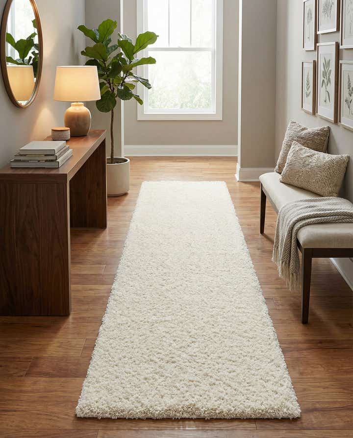 2' 7 x 12' Solid Shag Runner Rug