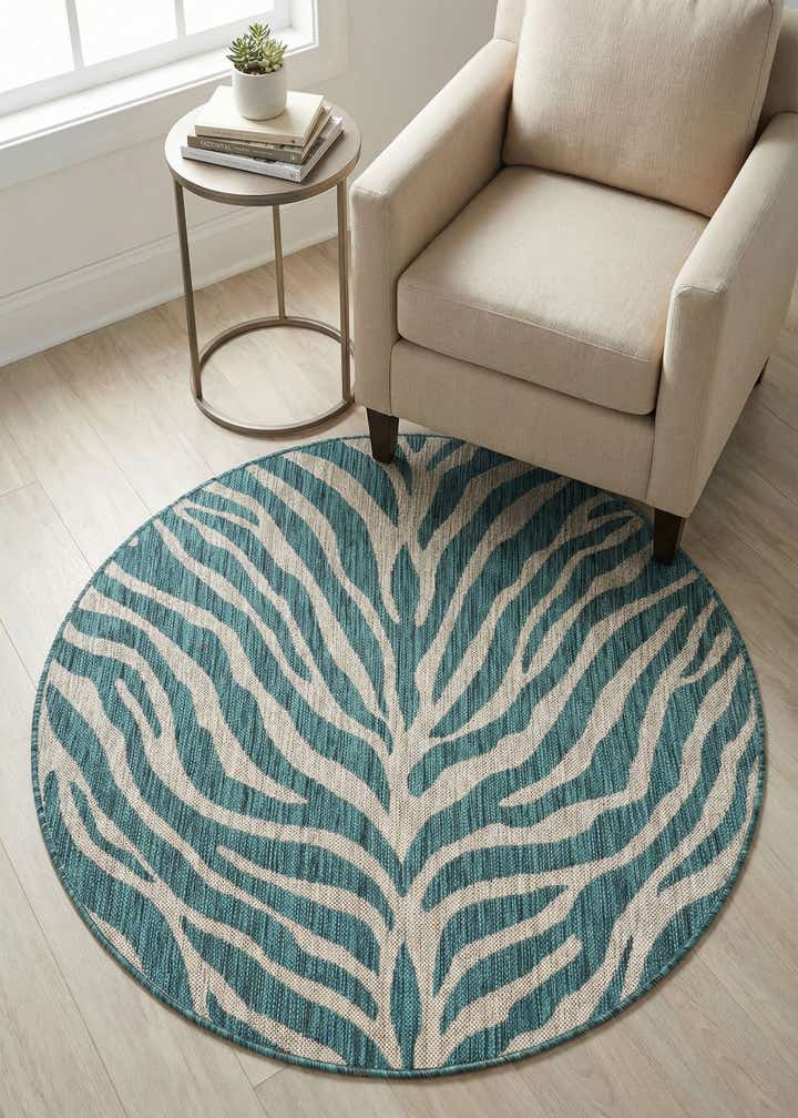 4' x 4' Easy-Clean Safari Indoor / Outdoor Round Rug