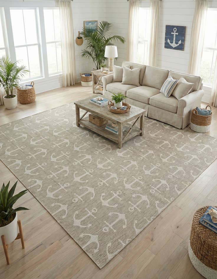 Detail image of 13' x 13' Washable Coastal Indoor / Outdoor Square Rug