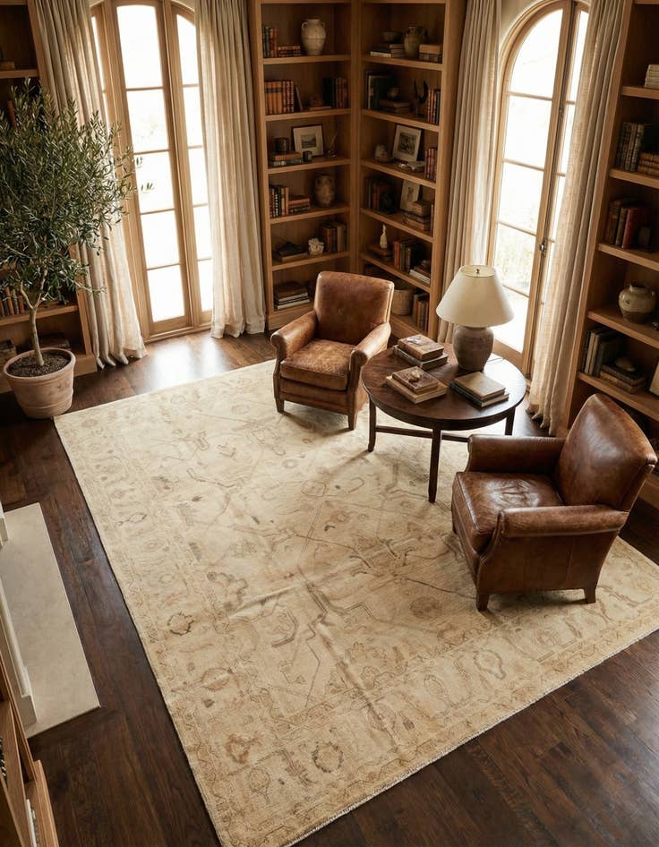 Detail image of 9' 2 x 11' 11 Hand Knotted Oushak Wool Rug