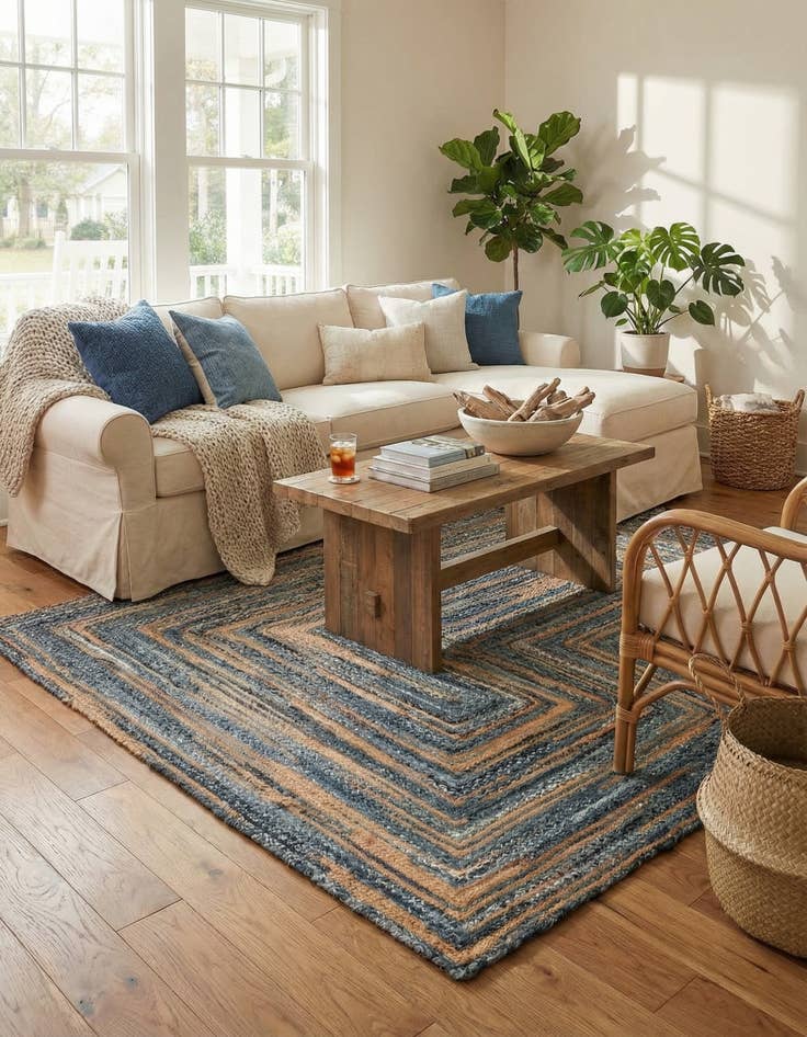 Detail image of 6' 1 x 9' Handmade Braided Chindi Rug