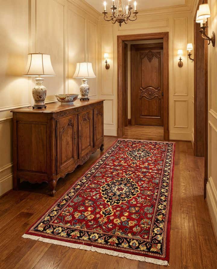 2' 7 x 6' 8 Hand Knotted Qom Persian Runner Rug