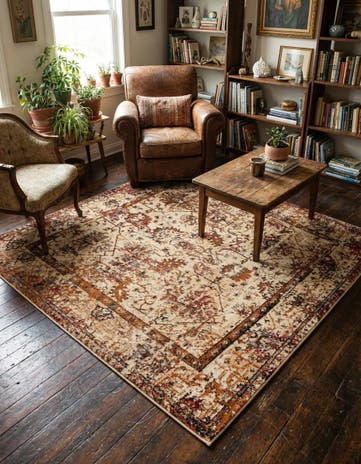 Beige Cream Saturn Square Rug