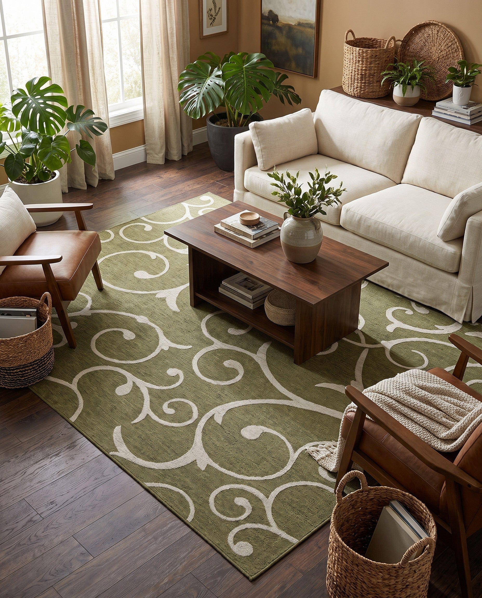 7' 10 x 10' Easy-Clean Botanical Indoor / Outdoor Rug