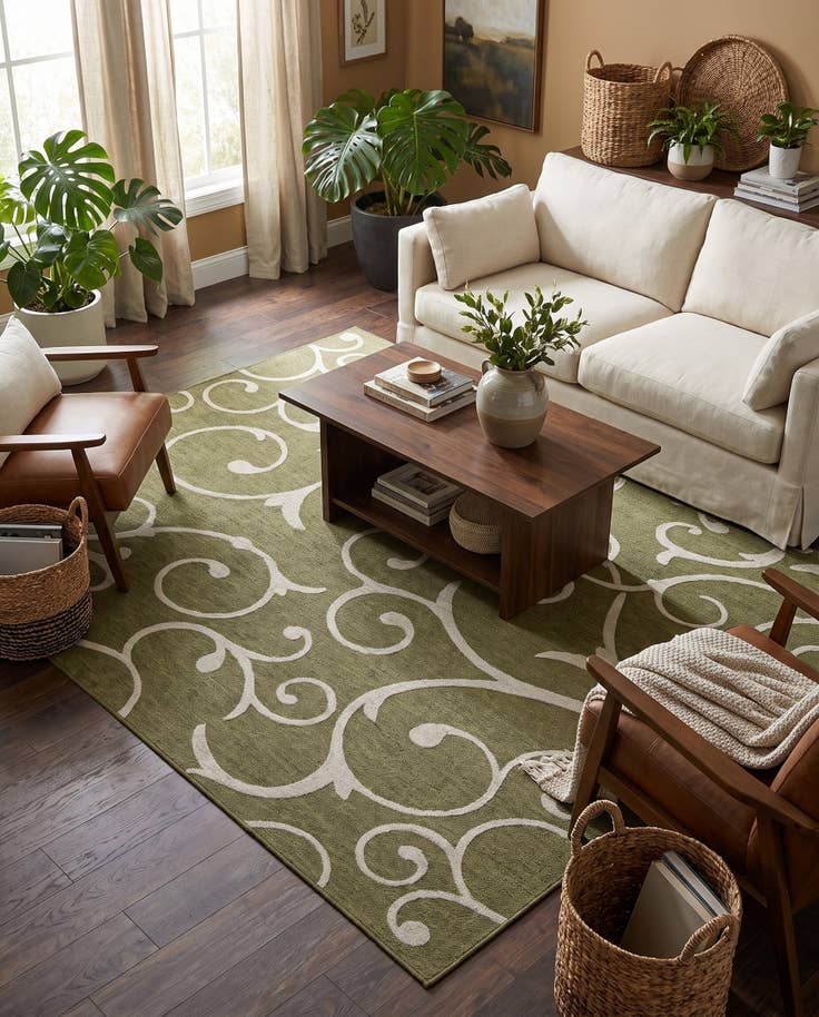Vue détaillée : 240cm x 305cm Facile à nettoyer Botanical Tapis Intérieur / Extérieur