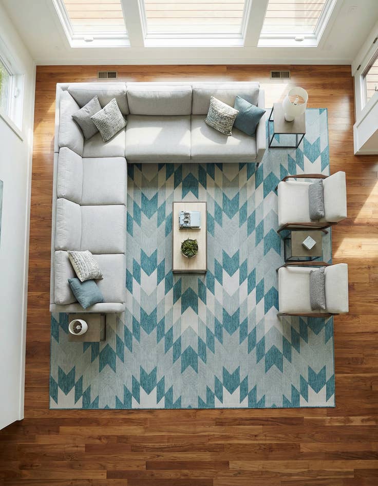 Detail image of 12' x 12' Washable Modern Indoor / Outdoor Square Rug