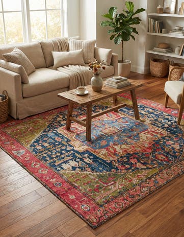 7' 10 x 7' 10 Easy-Clean Traditional Indoor / Outdoor Square Rug