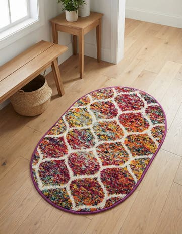 Lattice Frieze Oval Rug