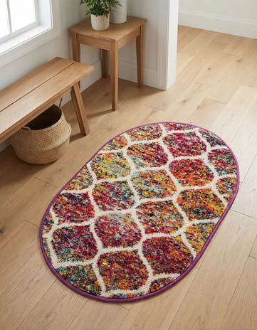 Lattice Frieze Oval Rug