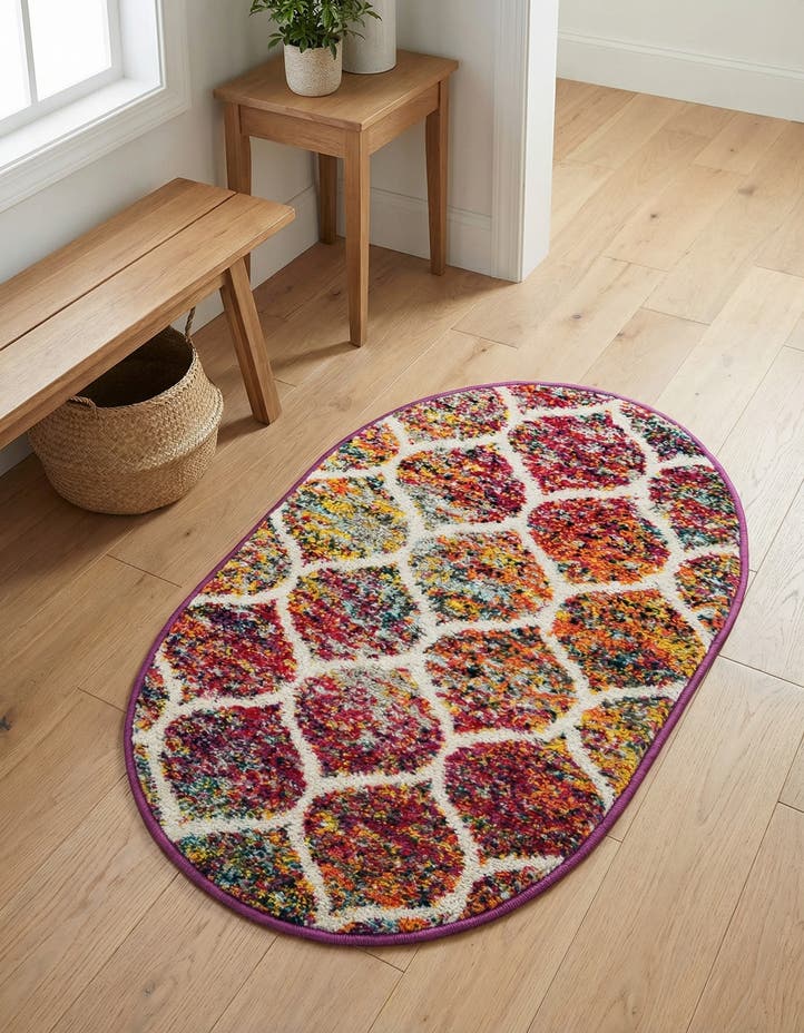 2' x 3' Lattice Frieze Oval Rug