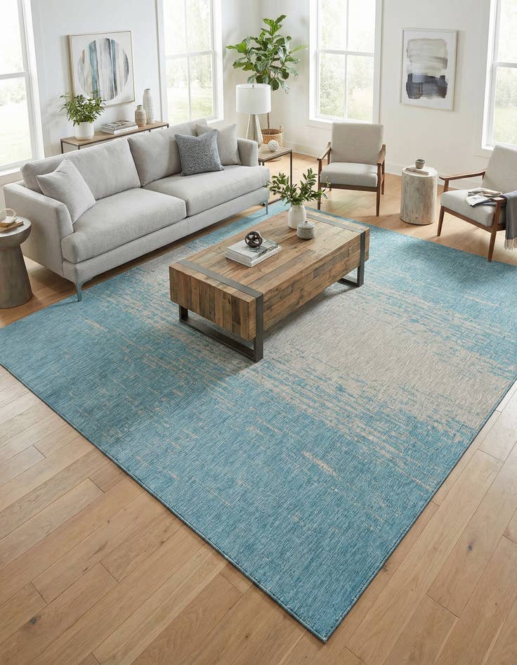 Detail image of 10' 8 x 10' 8 Easy-Clean Modern Indoor / Outdoor Square Rug