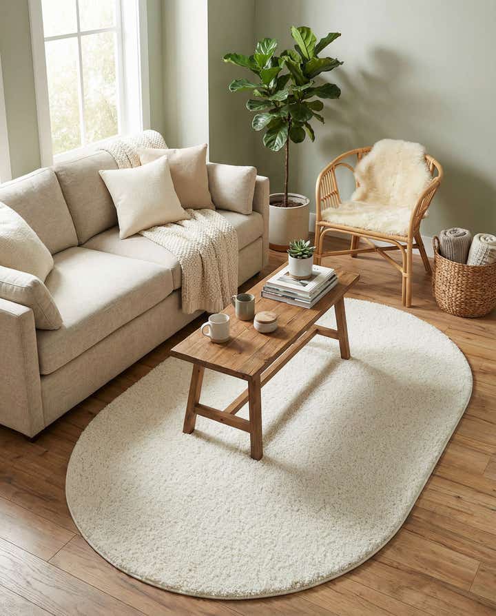 4' 1 x 6' 1 Soft Solid Shag Oval Rug