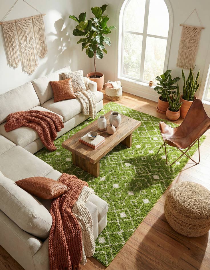 Detail image of 10' x 14' Moroccan Trellis Shag Rug