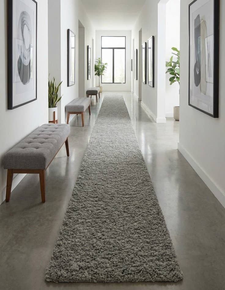 Detail image of 2' 7 x 16' 5 Solid Shag Runner Rug