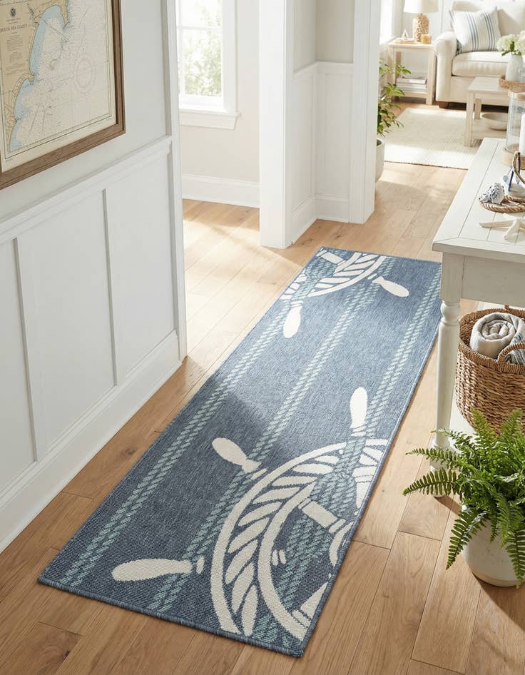 Detail image of 2' x 6' Washable Coastal Indoor / Outdoor Runner Rug