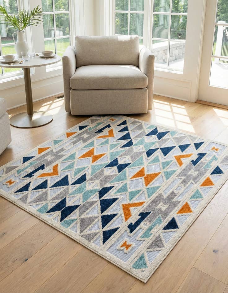 Detail image of 5' 3 x 5' 3  Washable Aruba Indoor / Outdoor Square Rug