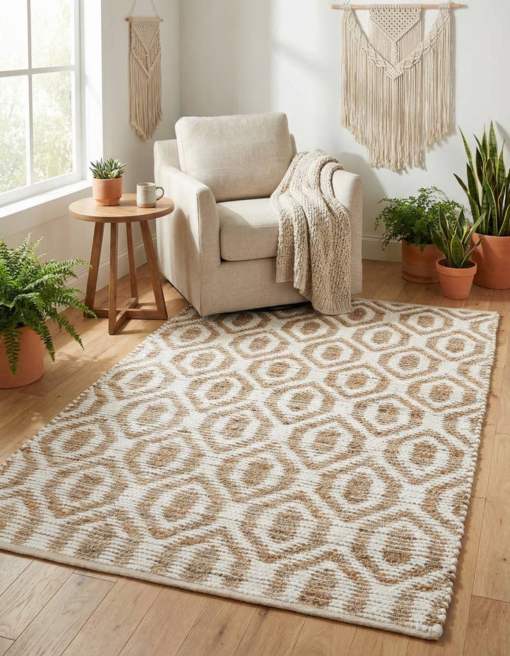 Detail image of 4' 1 x 6' 1 Hand Woven Chindi Jute Rug