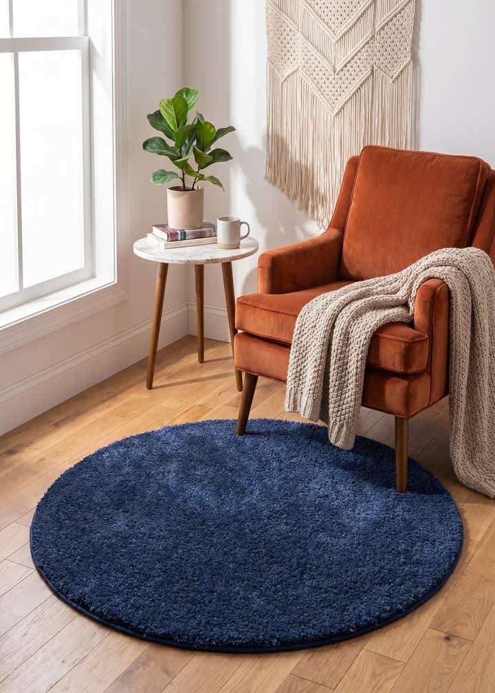 3' 3 x 3' 3 Solid Frieze Round Rug
