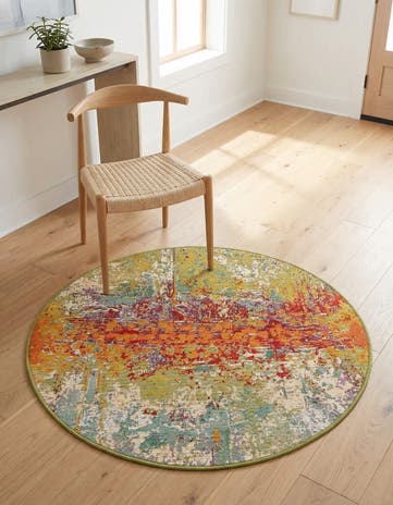 3' 3 x 3' 3 Easy-Clean Modern Indoor / Outdoor Round Rug