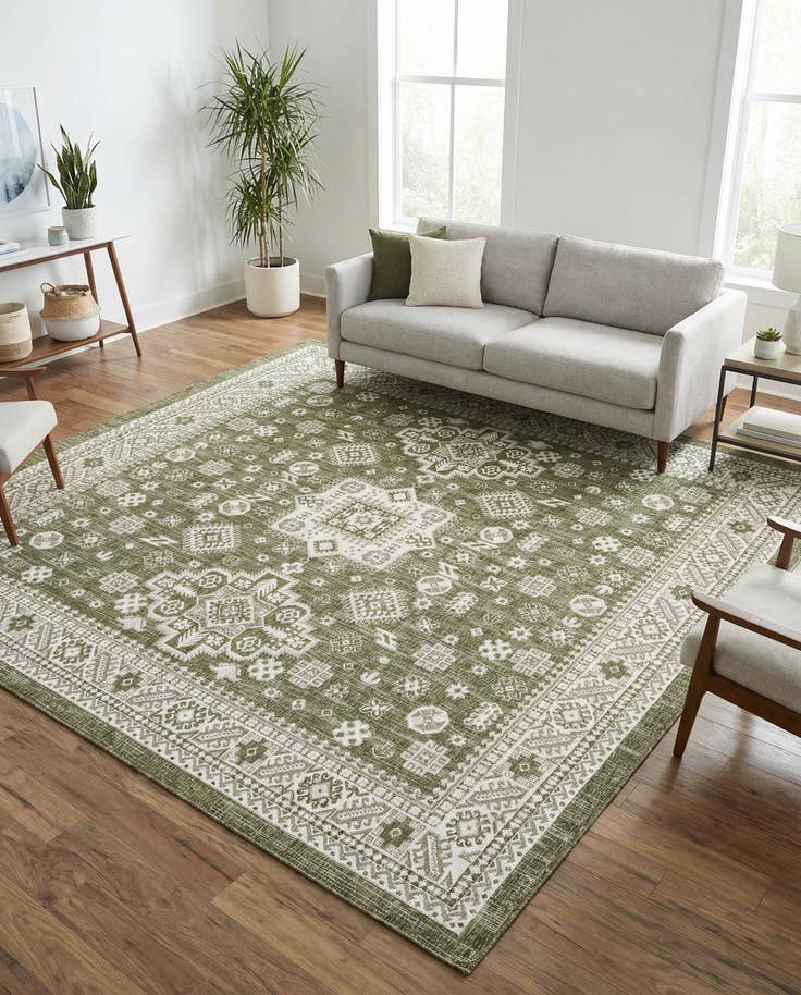 Detail image of 10' x 10' Easy-Clean Aztec Indoor / Outdoor Square Rug