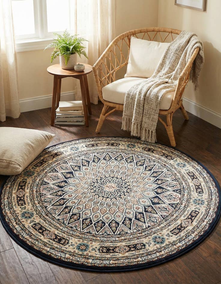 Detail image of 4' x 4' Nain Design Round Rug