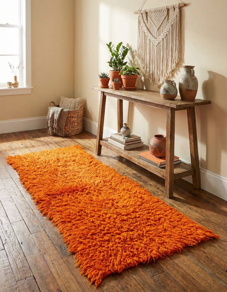 Detail image of 2' 5 x 4' 5 Hand Knotted Moroccan Wool Runner Rug