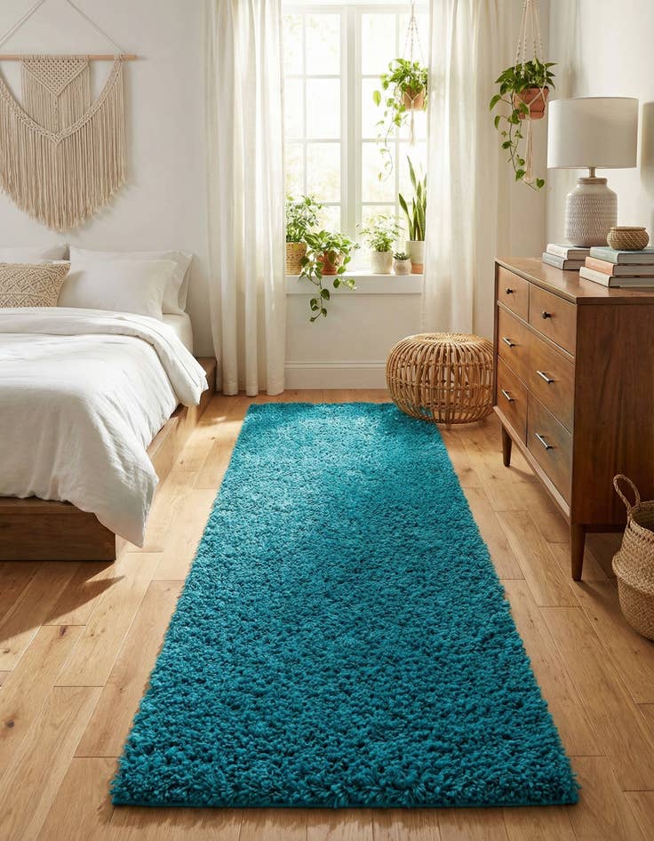 Detail image of 2' x 7' Solid Shag Runner Rug