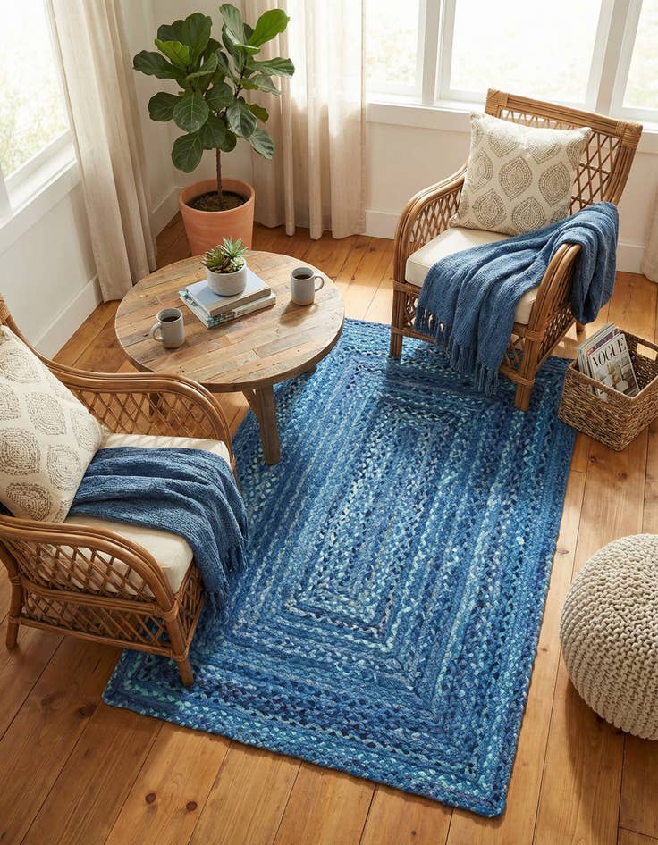 Detail image of 4' 1 x 6' 1 Handmade Braided Chindi Rug