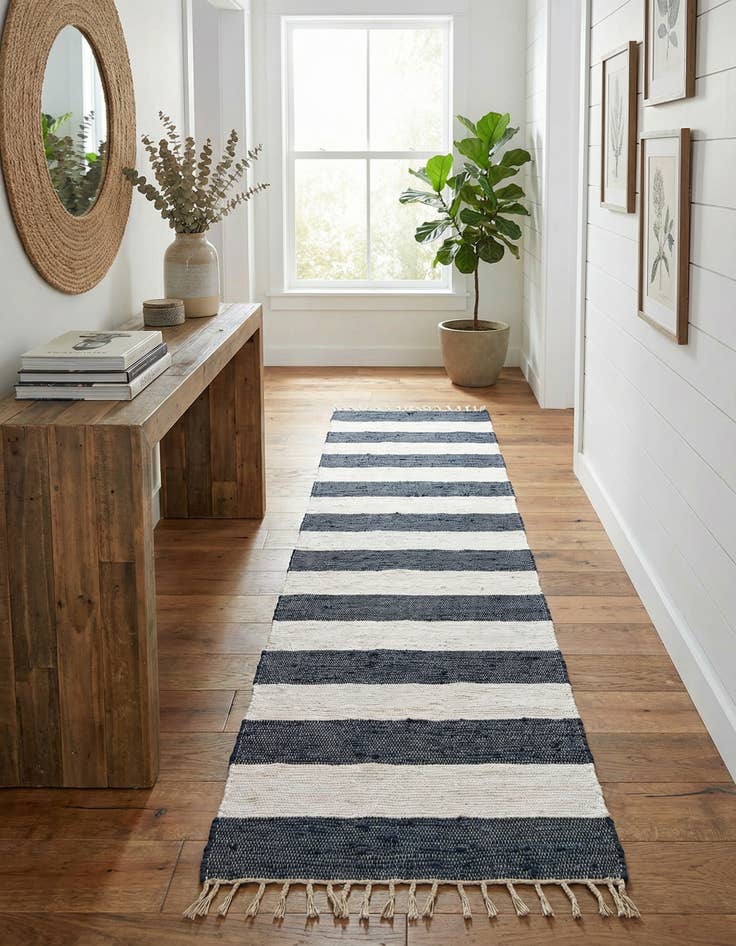 Detail image of 2' 6 x 16' 5  Hand Woven Chindi Rag Runner Rug