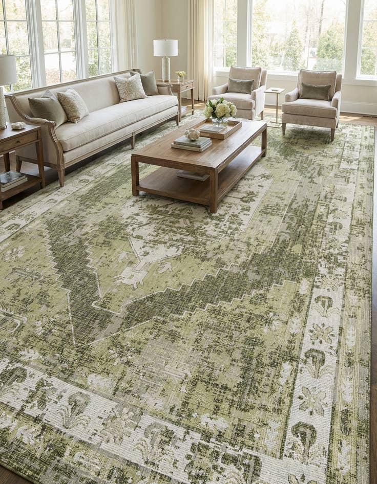 Detail image of 10' x 14'  Washable Traditional Indoor / Outdoor Rug