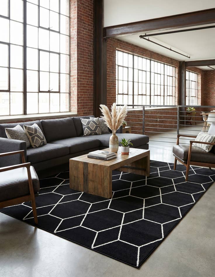 Detail image of 7' 10 x 10' Lattice Frieze Rug