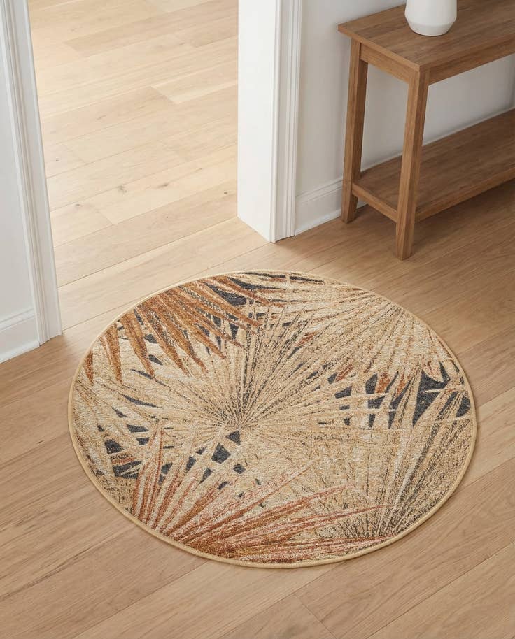 Detail image of 3' x 3' Easy-Clean Botanical Indoor / Outdoor Round Rug