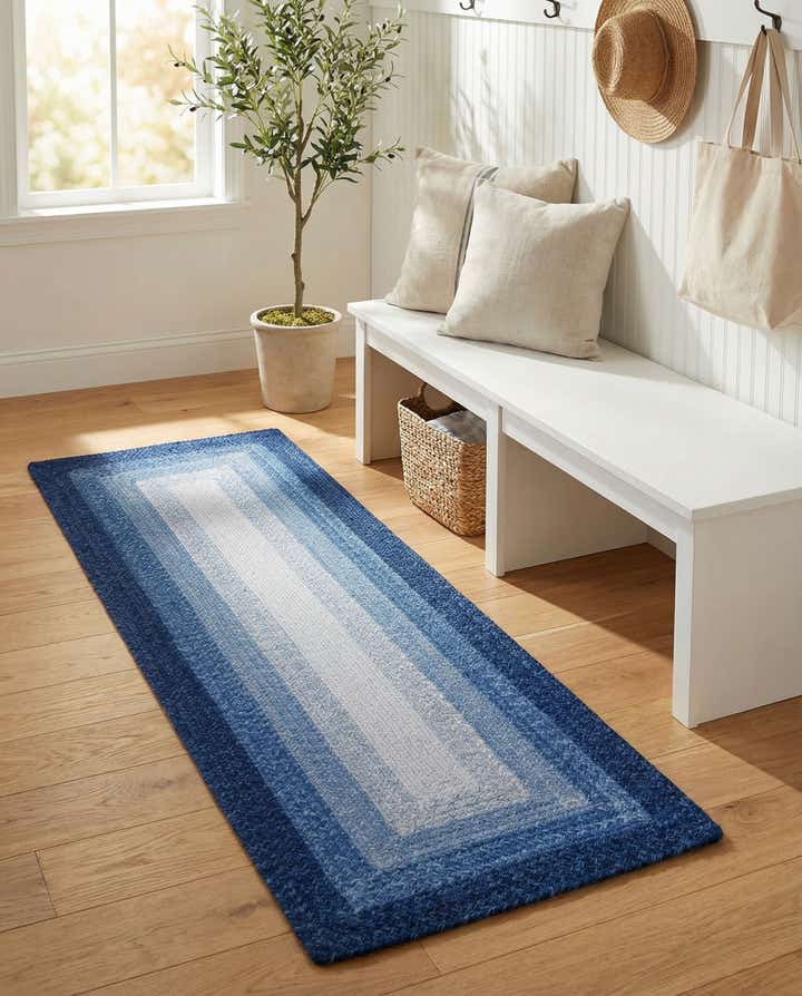 2' x 6' 1 Handmade Hand Braided Wool Runner Rug