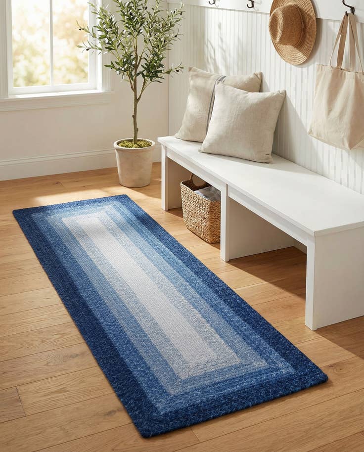 Detail image of 2' x 6' 1 Handmade Hand Braided Wool Runner Rug