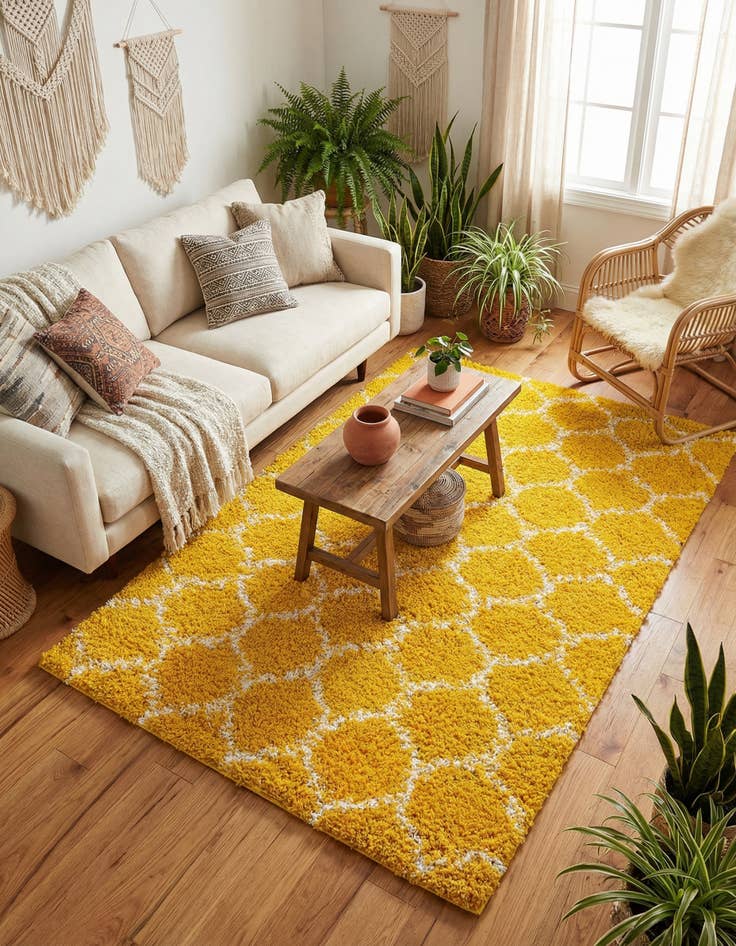 Detail image of  4' x 6' Lattice Shag Rug