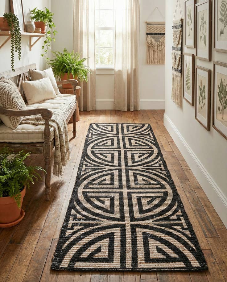 Detail image of 2' 2 x 6' 1 Hand Woven Chenille Jute Runner Rug