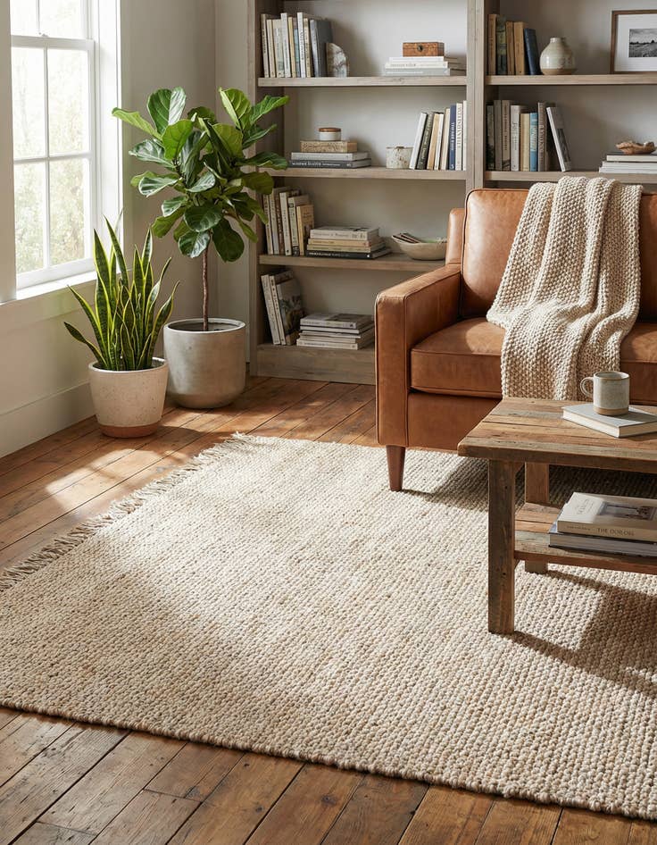 Detail image of 7' 1 x 10' Hand Woven Chunky Jute Rug