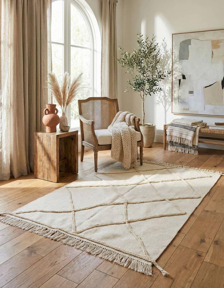 Detail image of 3' 7 x 5' 1 Hand Knotted Moroccan Wool Rug