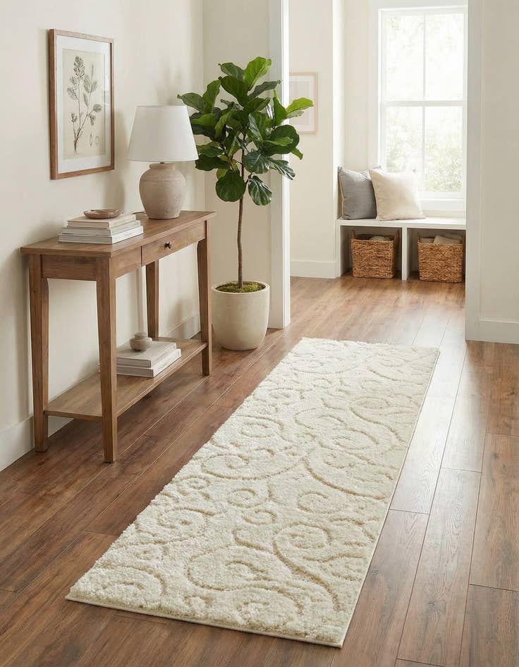 Detail image of  2' 7 x 10' Botanical Shag Runner Rug