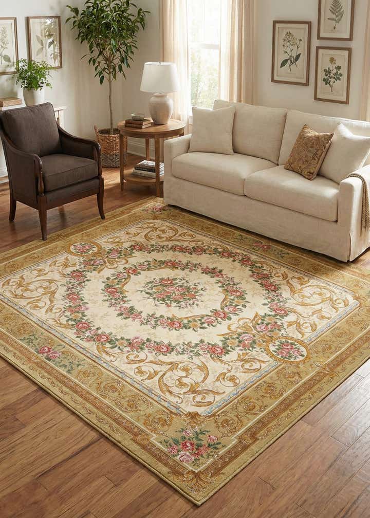 7' 10 x 7' 10 Easy-Clean Traditional Indoor / Outdoor Square Rug