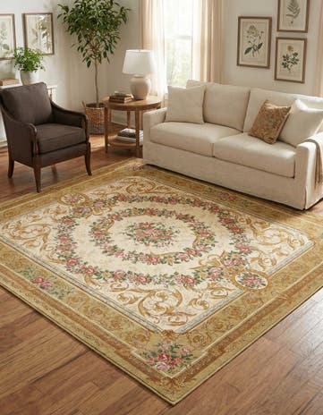 7' 10 x 7' 10 Easy-Clean Traditional Indoor / Outdoor Square Rug