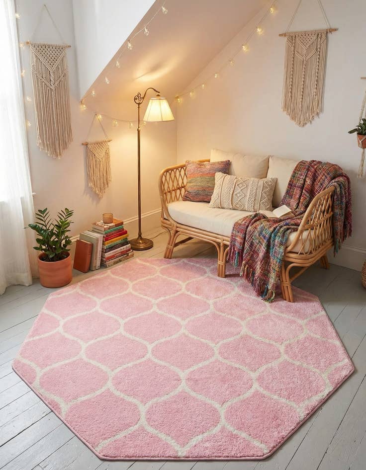 Detail image of 5' 3 x 5' 3 Lattice Frieze Octagon Rug