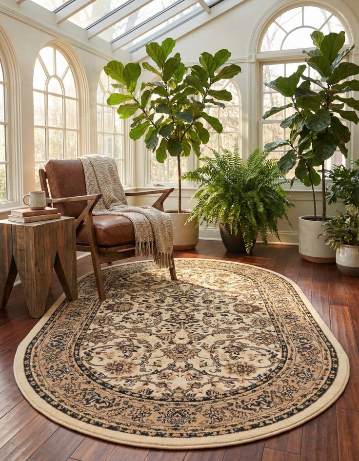 Detail image of 5' 3 x 8' Kashan Design Oval Rug